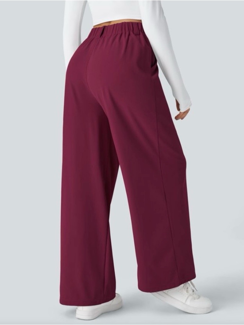 HALARA Burgundy Wide Leg High-Waist Pants - Picture 4 of 11